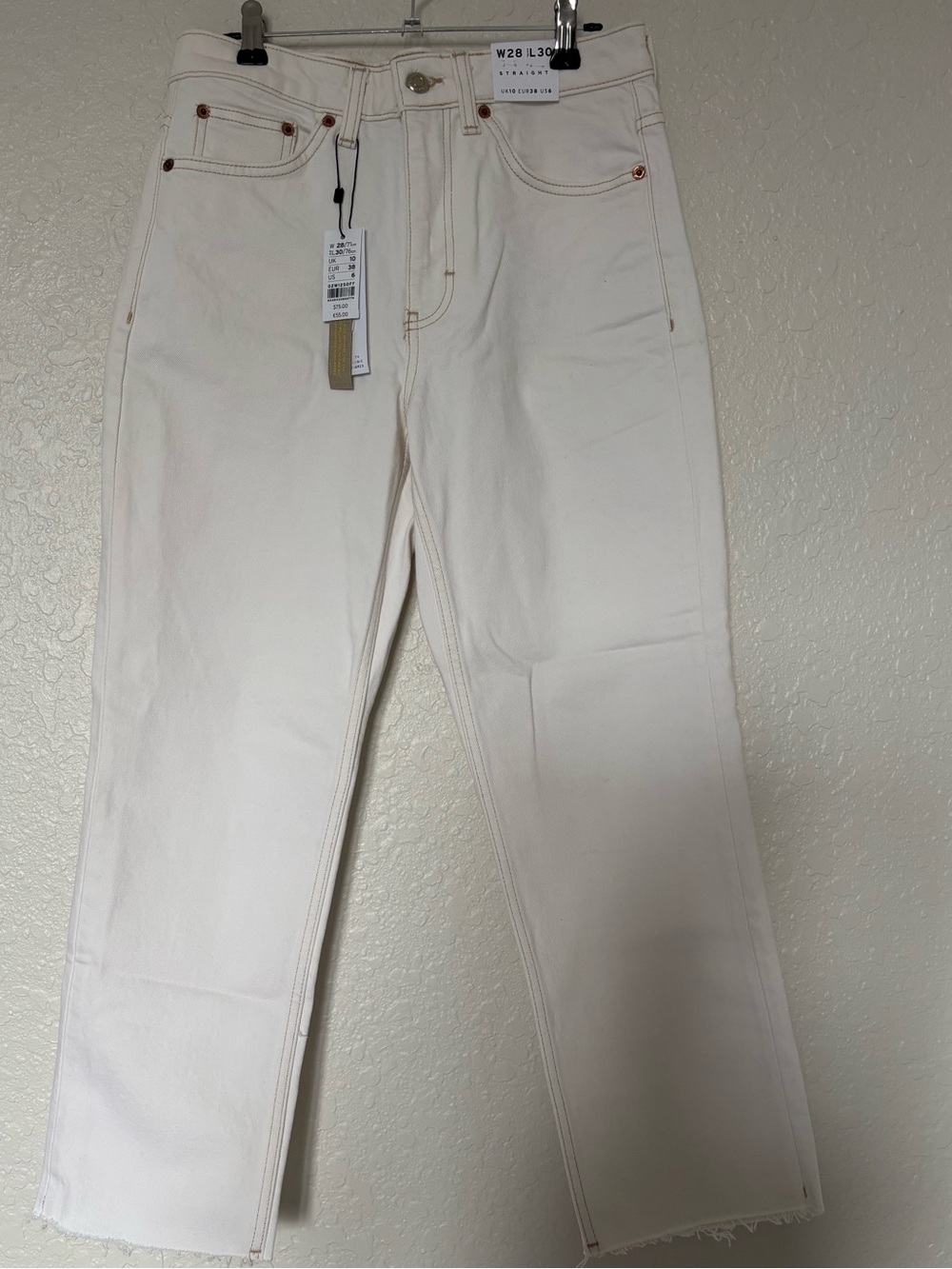 Topshop Women's Off-White Straight-Leg Jeans
